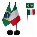 Kit 2 Bandeirinhas De Mesa Brasil E Itália