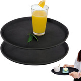 Kit 2 Bandeja Redonda Antiderrapante 45cm Cor Preto