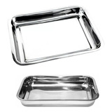 Kit 2 Bandejas Odontológica Hospitalar Aço Inox Alta 26x19x4