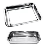 Kit 2 Bandejas Odontológica Hospitalar Aço Inox Alta 31x21x4