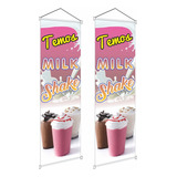 Kit 2 Banner Milk Shake 1mx30cm Substitui Windbanner