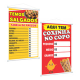 Kit 2 Banners Salgados E Coxinha No Copo Escreve E Apaga