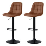 Kit 2 Banqueta Alta Elegance Estofada Com Base Giratória Magazine Decor Cor Marrom