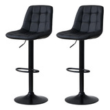 Kit 2 Banqueta Alta Elegance Estofada Com Base Giratória Magazine Decor Cor Preto