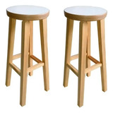 Kit 2 Banqueta Alta Hardman Madeira Natural Assento Redondo Mdf Branco