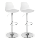 Kit 2 Banqueta Alta Leda Estofada Com Base Giratória Cor Branco
