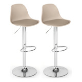 Kit 2 Banqueta Alta Leda Estofada Com Base Giratória Cor Nude