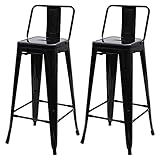 Kit 2 Banqueta Altas Para Bar Balcão Bancada Bistro Cozinha Americana Com Pintura Eletrostática Tolix Iron Industrial Preta