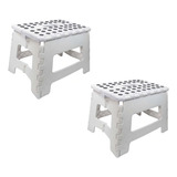 Kit 2 Banqueta Banquinho Dobrável Antiderrapante Até 150kg Cor Branco
