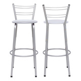 Kit 2 Banqueta Flórida Prata Banco Alta Cozinha Bar Balcão