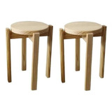 Kit 2 Banqueta Média Empilhável Hardman Madeira Natural