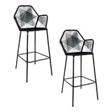 Kit 2 Banqueta Tropicalia Cozinha Balcão Fibra Sintética Acabamento Da Estrutura Preto Cor Preto