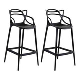 Kit 2 Banquetas Allegra Bancada Área Gourmet Allight Acabamento Da Estrutura Polipropileno Cor Preto
