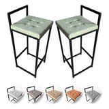 Kit 2 Banquetas Alta Cozinha Sala Jantar Assento Bouclê Luxo