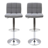 Kit 2 Banquetas Bancos De Bar Altas Estofada Com Encosto Para Cozinha Americana Bar Balcão Bancada Ilha Giratória Com Regulagem De Altura Gomos Confort Cinza Cadeiras Inc