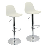 Kit 2 Banquetas Joly Luisa Eames Saarinen Base Giratória Lianto Decor Cor Branco