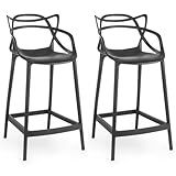 Kit 2 Banquetas Média Allegra 66cm Design Cozinha Bancada Preto