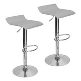 Kit 2 Banquetas Toquio Wave Recouro Giratória C Regulagem Cor Cinza