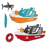 Kit 2 Barcos De Brinquedo Que Flutuam Na Água Com Acessórios Barquinhos Para Brincar Na água Lanchas Infantil
