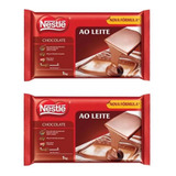 Kit 2 Barra Cobertura Chocolate Nestlé 1 Kg Ao Leite
