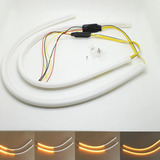 Kit 2 Barra Led Drl Flexível 12v Luz Neon Farol Pisca Seta