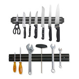 Kit 2 Barra Magnética Suporte Com Imã Facas Ferramentas 33cm