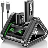 Kit 2 Baterias Recarregáveis 1200 Mah Base Carregador Duplo Usb LED Compatível Com Controle Xbox Series S X
