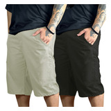 Kit 2 Bermuda Masculina Plus Size Social Sarja Brim Lisa