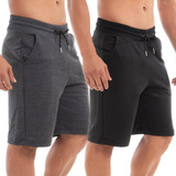 Kit 2 Bermuda Moletom Masculina Treino Academia Fitness