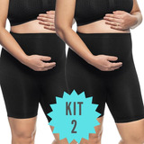 Kit 2 Bermudas Calça Alta Boxer Short Gestante Zr0210 002