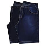 Kit 2 Bermudas Jeans Masculina Plus Size Tradicional Almix -52- Escuro E Médio-