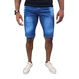 Kit 2 Bermudas Masculinas Jeans C Lycra Slim Fit -BR- Cintura- 44- Slim- Regular- Jeans Claro E Médio-