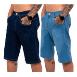 Kit 2 Bermudas Masculinas Jeans C Lycra Slim Fit