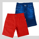 Kit 2 Bermudas Short Jeans Infantil Juvenil Menino Masculino