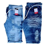 Kit 2 Bermudas Shorts Sarja Jeans