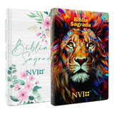 Kit 2 Bíblia Feminina Masculina Jovem Nvi Casal Slim Capa Dura