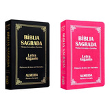 Kit 2 Biblias Letra Gigante Luxo Popular De João Ferreira De Almeida Preta E Pink Em Português Sem Indice