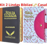 Kit 2 Bíblias Sagrada Do Casal Letra Gigante Harpa E Indice