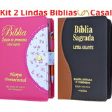 Kit 2 Bíblias Sagrada Edição Luxo Letra Gigante Para O Casal