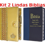 Kit 2 Bíblias Sagrada Edição Luxo Letra Gigante Para O Casal