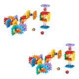 Kit 2 Blocos De Montar Engrenagem Quadrada Bolas Tubo Pistas