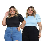 Kit 2 Blusa Babado Manga Princesa Plus Elegante Canelada