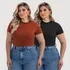 Kit 2 Blusa Camiseta Feminina Plus Size Lisa Camisa G/gg/g1