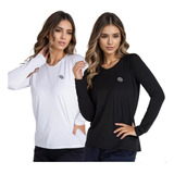 Kit 2 Blusa Camiseta Feminina Proteção Uv Termica Sol Praia