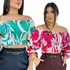 Kit 2 Blusa Cropped Lastex Manga Longa Farm Estampado Verão