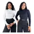 Kit 2 Blusa Feminina Cacharrel Lisa Manga Longa Gola Alta