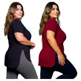 Kit 2 Blusa Feminina Plus Size Academia Fitness Tapa Bumbum