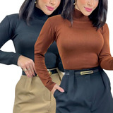 Kit 2 Blusas Cacharrel Casual Básico Manga Comprida Inverno