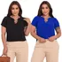 Kit 2 Blusas Femininas Manga Curta Lisa Confortável Casual