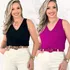 Kit 2 Blusas Femininas Regata Alça Larga Duna Lisa Elegante